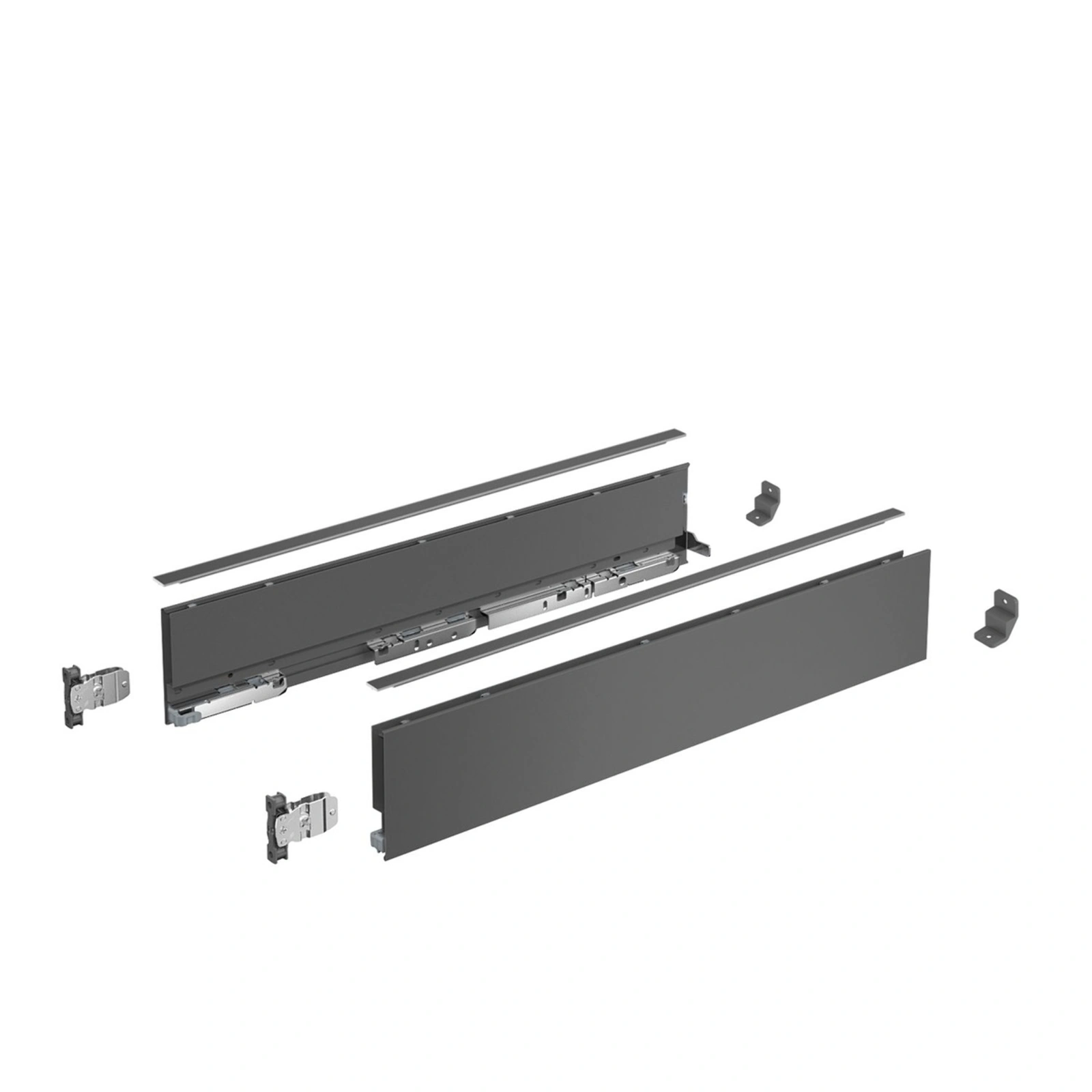 AvanTech YOU, Kit drawer side profile without front attachment (Ordered serarately), System Height 101mm, Lenght 350mm, Anthracite finish. 465555.