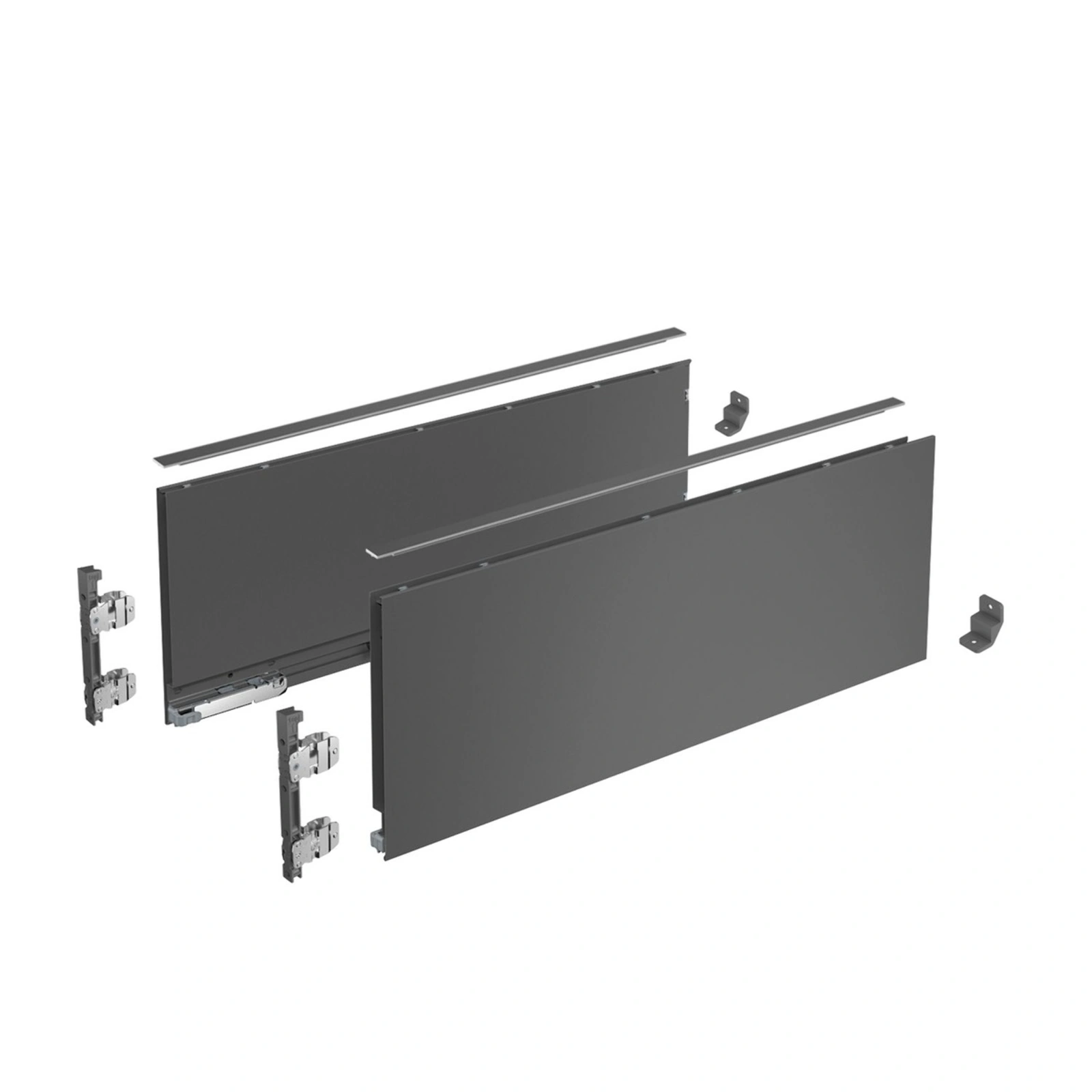 AvanTech YOU, Kit drawer side profile without front attachment (Ordered serarately), System Height 187mm, Length 350mm, Anthracite finish. 465585.