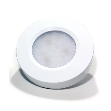Puck for kitchen cabinets, 12vDC, dimmable, 3W, White finish, lighting type: CCT - 30K/40K/50K. 830681.