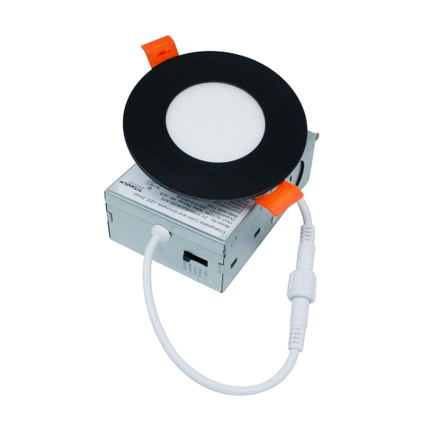 Slim recessed, dimmable, 120vAC, IP65, 3", 7W, Black finish