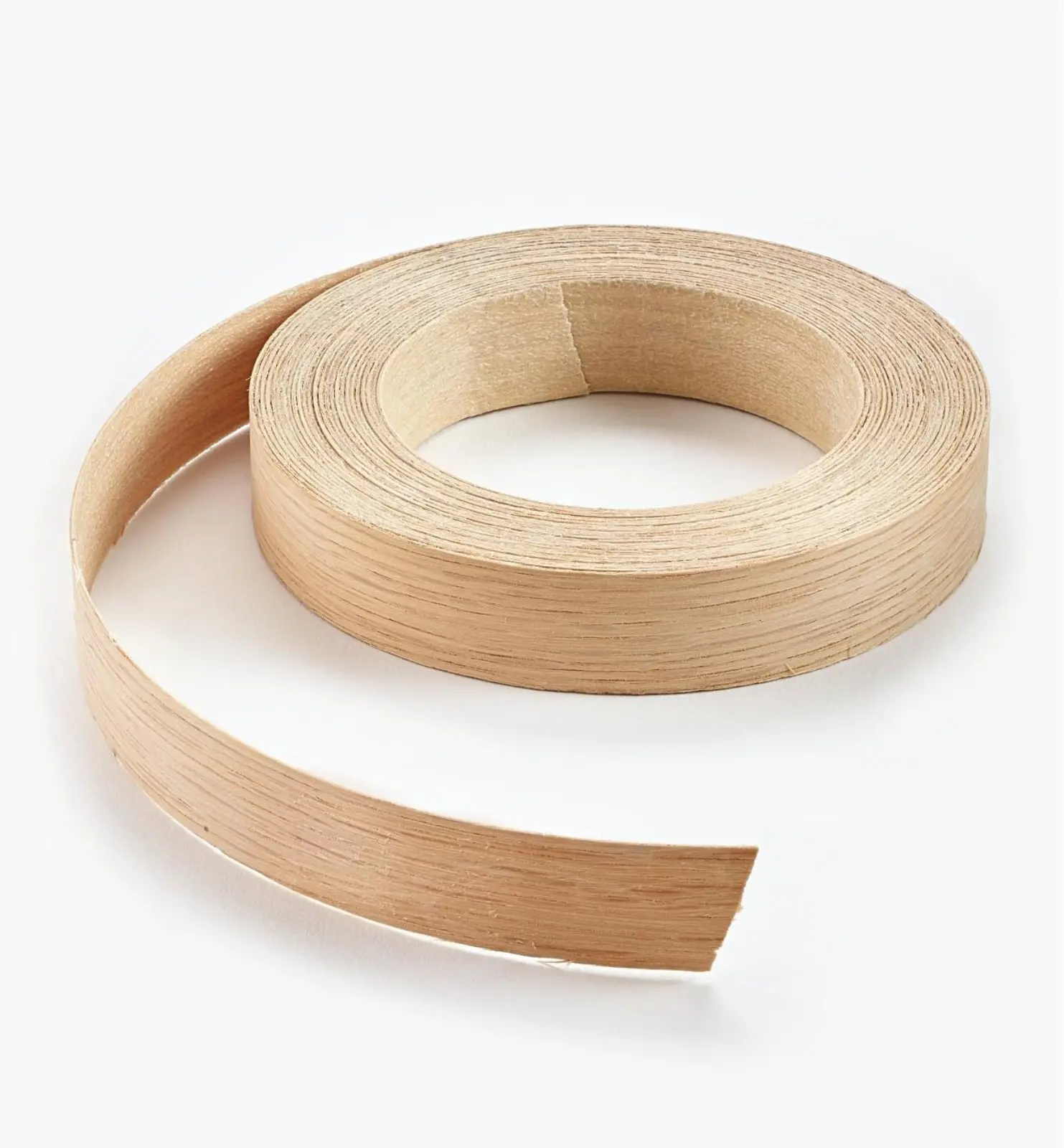 Wooden Edge Banding, White Oak, No Glue, 1mm x 7/8" x 328'. 803183.