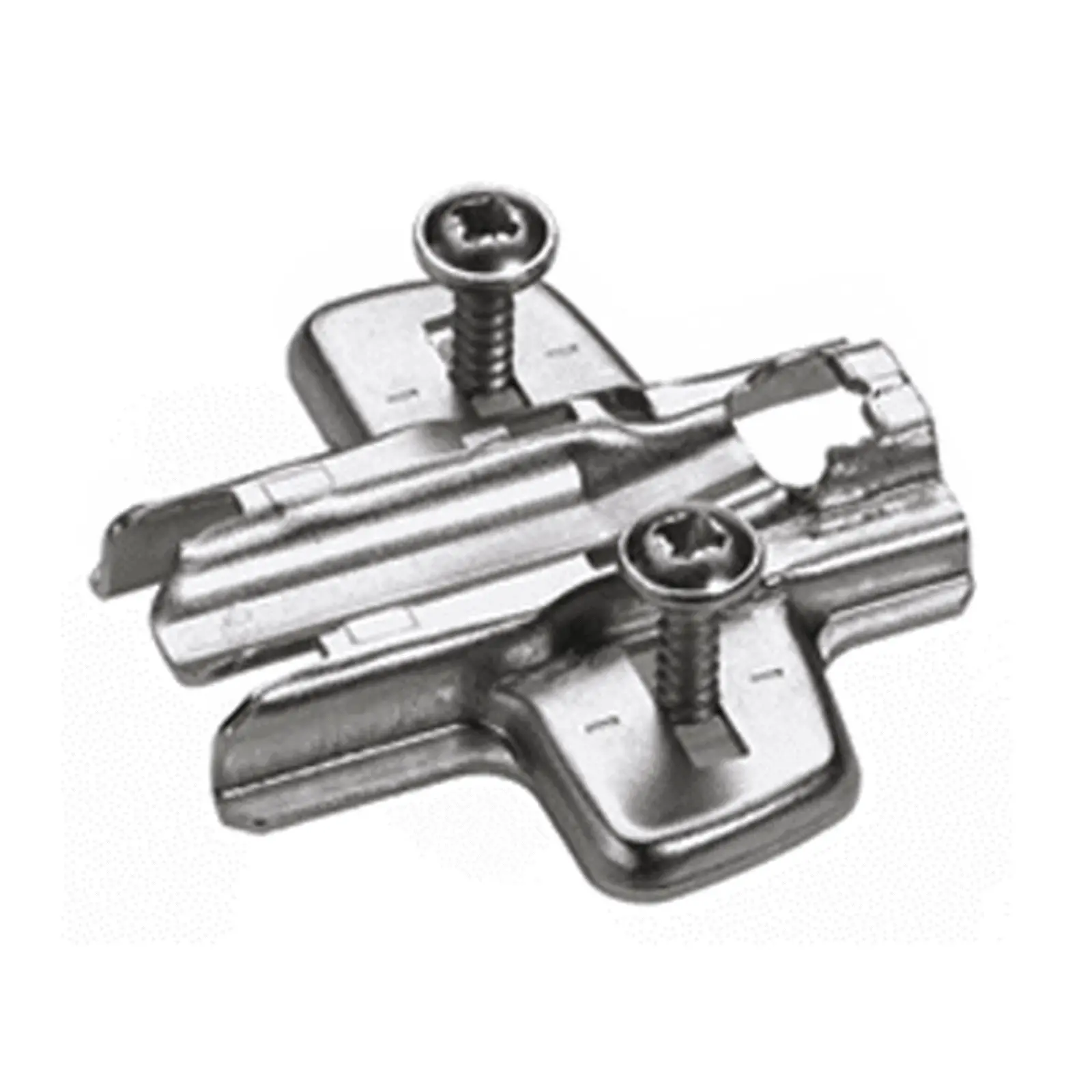 Plaque de montage Cruciforme avec réglage en hauteur par trou oblong, avec manchons à expansion, 3mm. 461020.