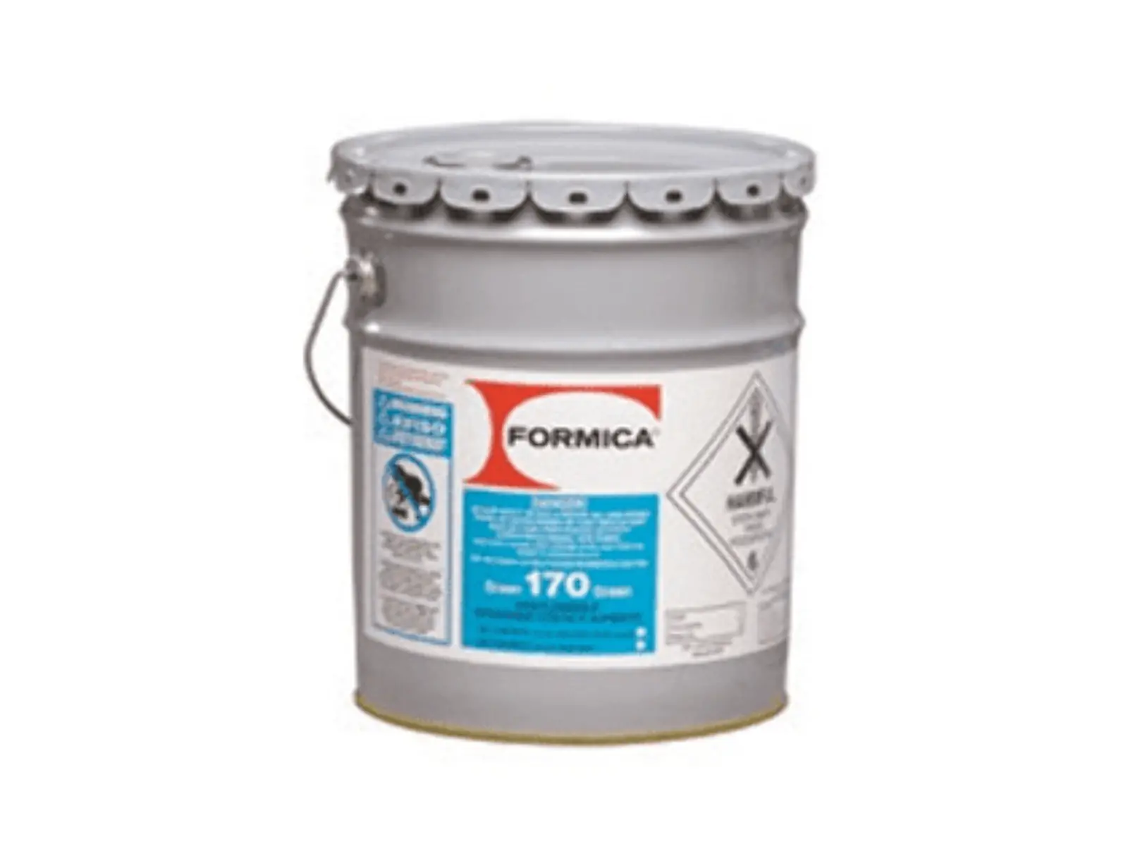 Formica Colle contact F170 À haute teneur en solide pour un rendement supérieur. Forte résistance initiale, temps d'ouverture - 30  minutes. Disponible en vert ou naturel ; 5 et 54 gallons 18.92L. 640001.