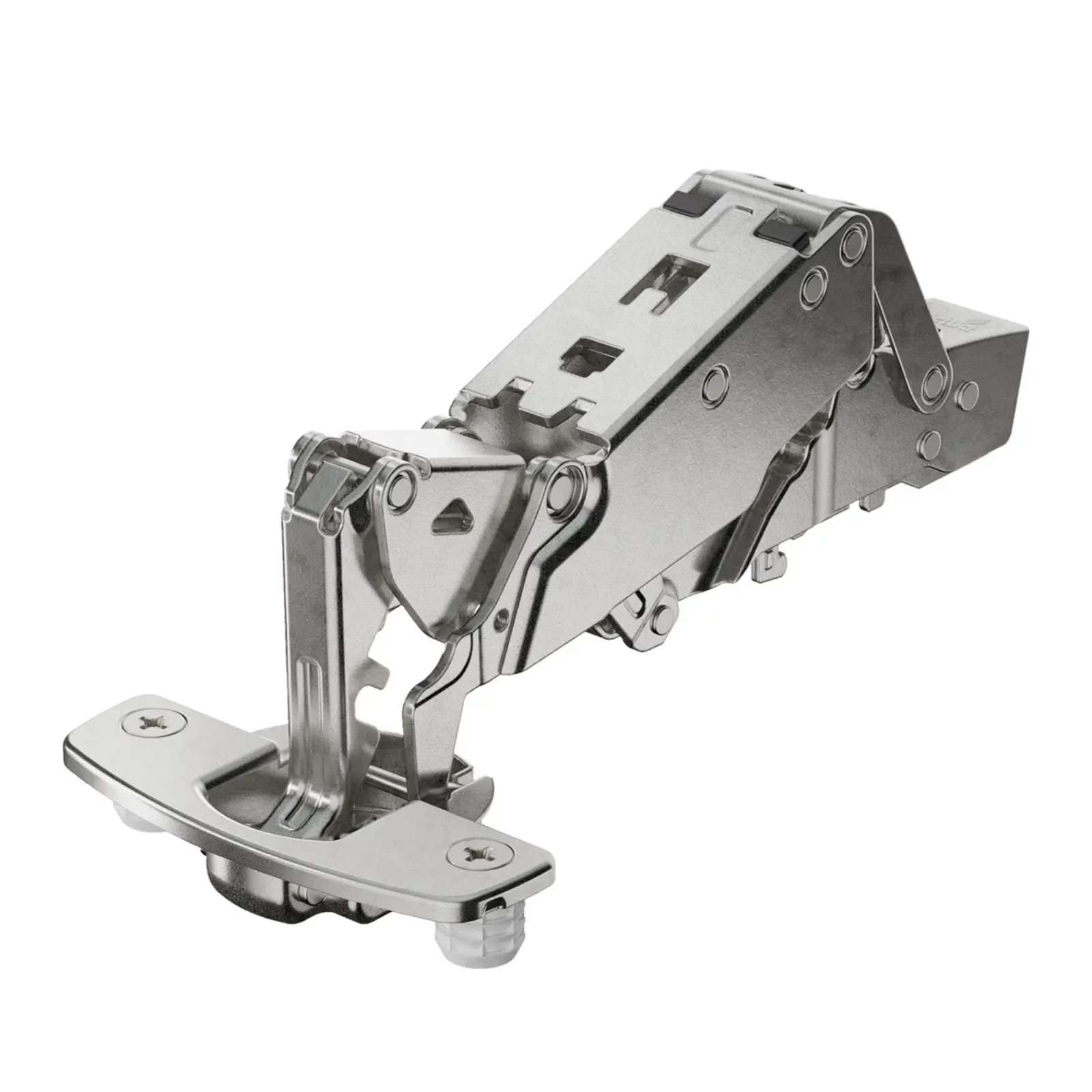 Hinge Sensys 8657i, with integrated silent system, with integrated silent system, Half overlay, with press-in, TB53 cup, with 165° opening angle. 463434.