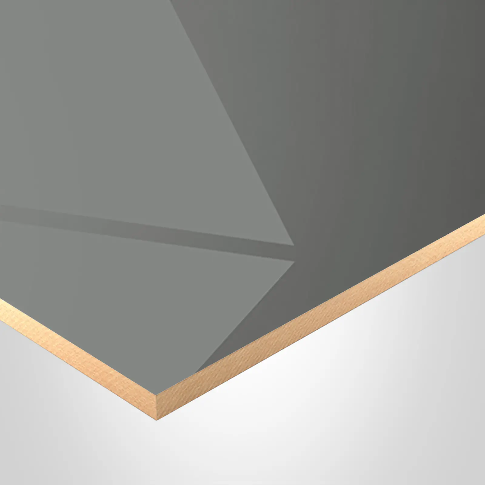 EGGER Panel, U732 Dust Grey, PG-Premium Gloss / ST2-Smoothtouch Pear finish, PerfectSense® collection, with MDF core, 18mm x 40-1/2" x 110-1/4". 790434.