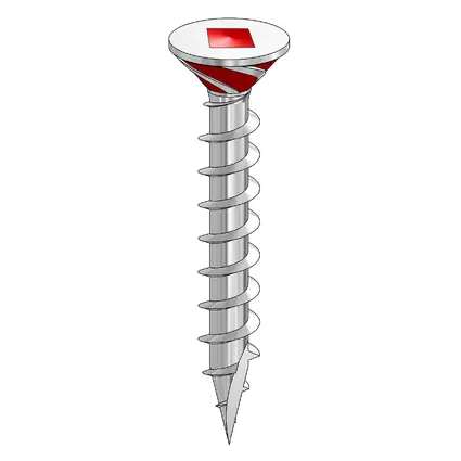 Robertson, Screw Flat Head, 4 Rib Recex, T17 Point, #2 Bit, Lubricated, Steel Zinc Plated finish,  15 000 unit per pack