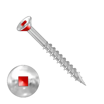Robertson, Screw Flat Head, 4 Rib Recex, T17 Point, #2 Bit, Lubricated, Steel Zinc Plated finish, #6 x 2", 500 unit per pack