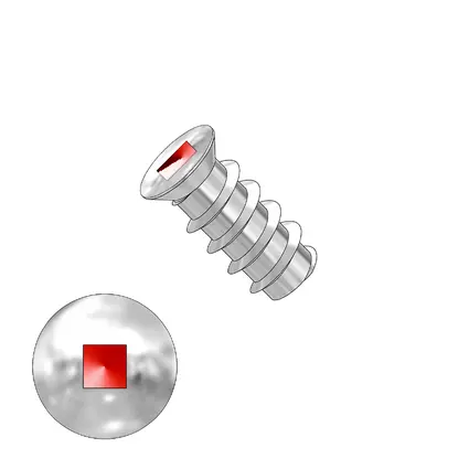 Robertson, Screw Euro Flat Head, #2R Bit, Steel Zinc Plated finish, 6.3mm x 10mm, 1 000 unit per pack