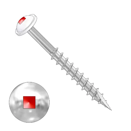 Robertson, Screw Round Washer Head, T17 Tip, #2R Bit, White finish, #8 x 1-1/8", 500 unit per pack