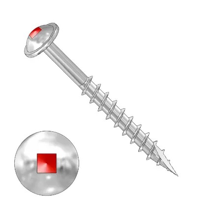 Robertson, Screw Round Washer Head, T17 Point, #2 Bit, Lubricated, Steel Zinc Plated finish, #8 x 1", 8 000 unit per pack