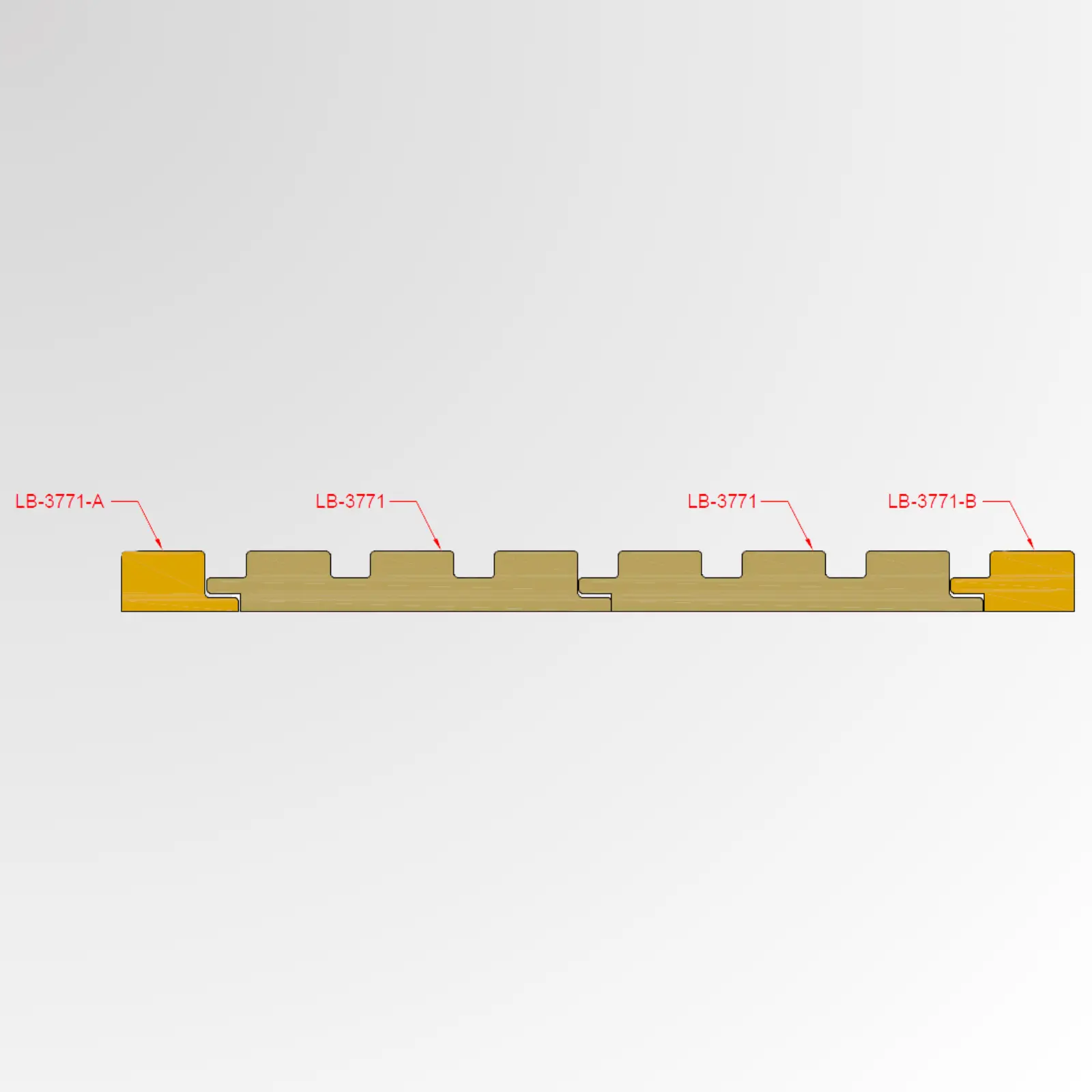 Profil mural Sublime, 3043 Chêne de l'Alaska, fini Supramat, modèle 3771-C, 35mm x 35mm x 2800mm, à L'unité. 814605.