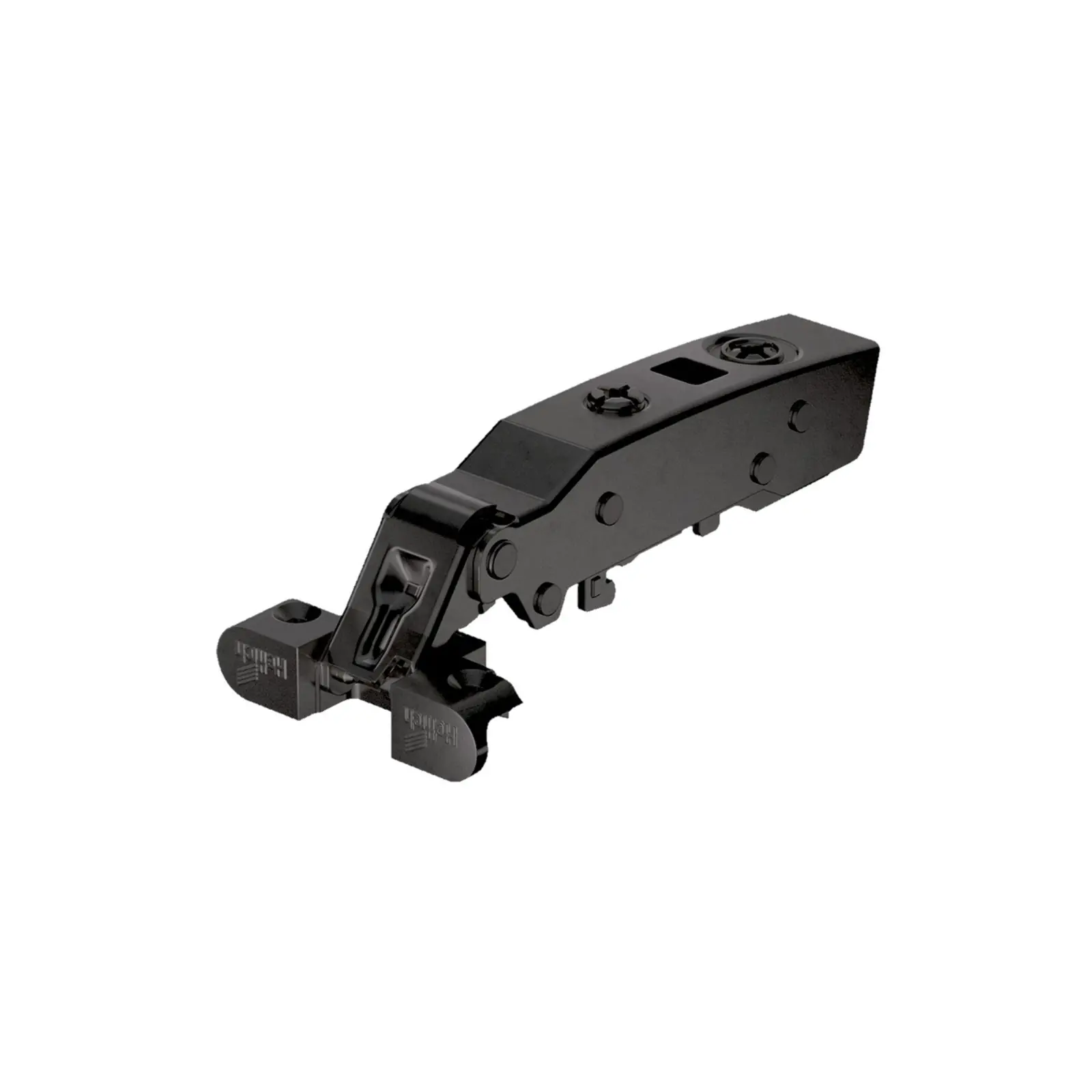 Hinge Sensys 8638i Black, with integrated silent system, with integrated silent system, Full overlay, with screw-on, T32 cup, with 95° opening angle. 464457.