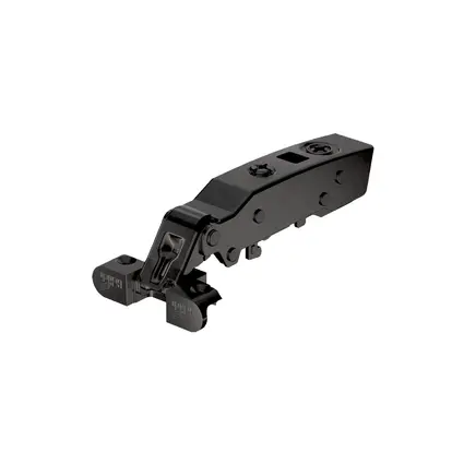Hinge Sensys 8638i Black, with integrated silent system, with integrated silent system, Full overlay, with screw-on, T32 cup, with 95° opening angle. 464457.