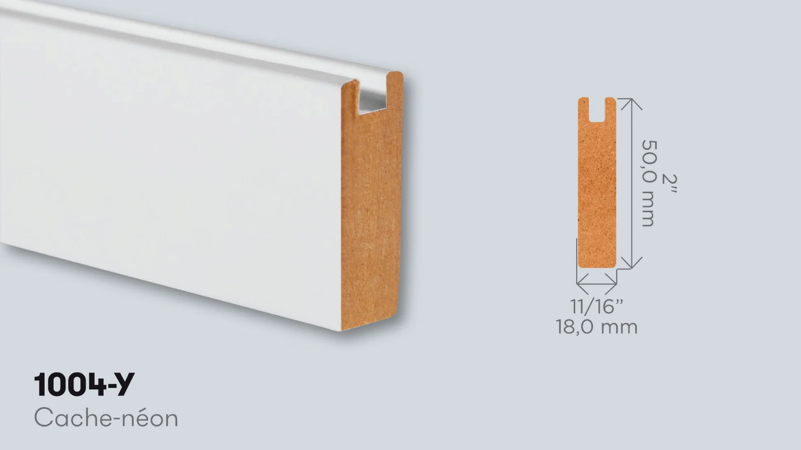 Moulure, Sublime, 725 Fumé, fini Supramat, modèle 1004, 18mm x 50mm x 2743mm. 813992.