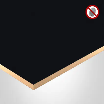 Panneau EGGER, PerfectSense® Premium Mat U999 Noir, fini PM(Premium Matt) / ST9(Smoothtouch Matt), collection PerfectSense®, avec centre de MDF, 19mm x 40-1/2" x 110-1/4"