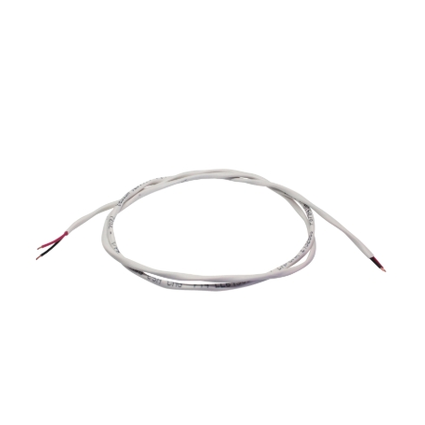 Cable multi-conductor AWG20, 2 strands. Twisted bare copper conductors. Insulation: White PVC Riser FT4. 300 VDC. Length 0.3m, 1 ft.. 830638.