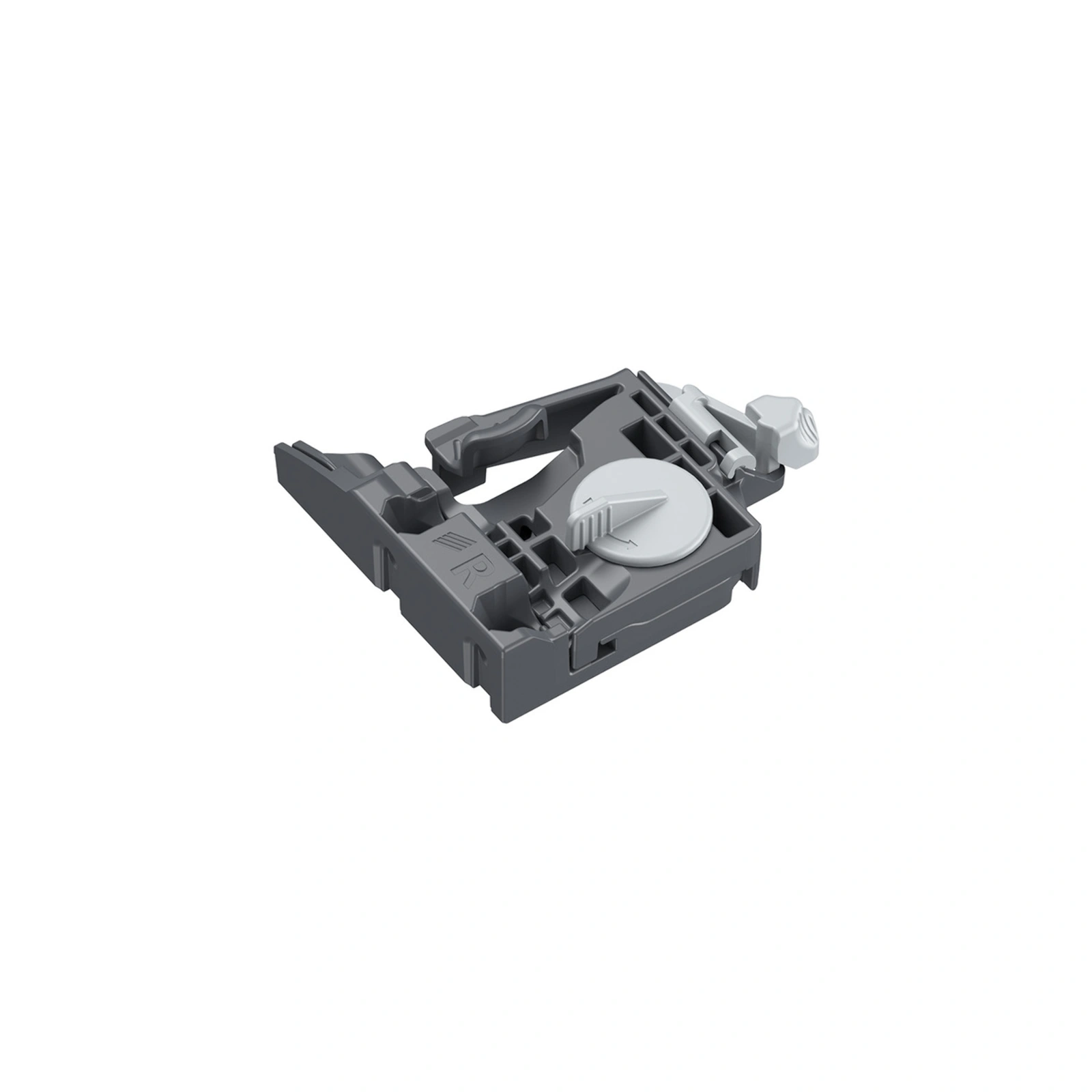 Accessories Slides, right catch for Quadro runner V6/5D and Quadro runner 25 2D for wooden drawers. 465669.
