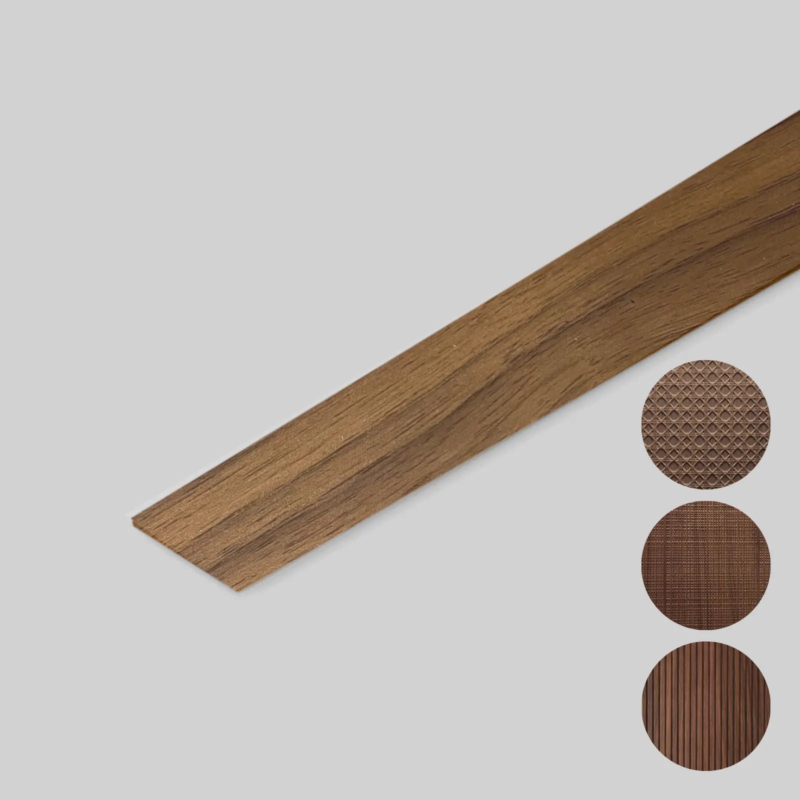 Wooden Edge Banding, Holz In Form, Fineline walnut, No glue 0.6mm x 24mm x 100'. 808144.